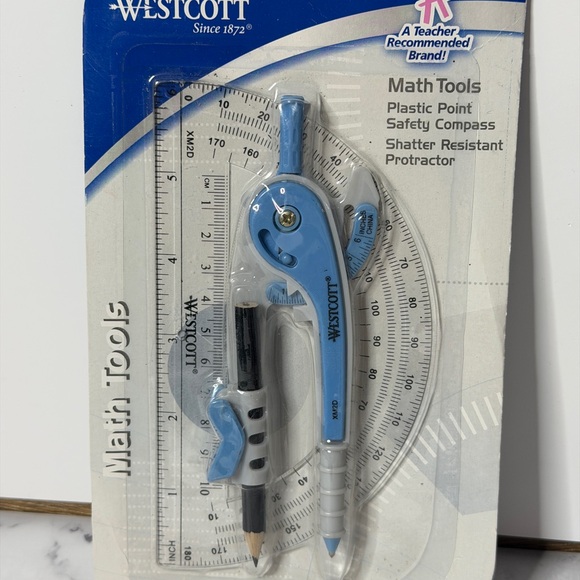 Westcott Math Tools Set Compass Protractor Ruler – New - Picture 1 of 3